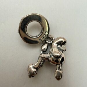 Sterling Silver Poodle Dangle Charm with Pavé Bail – S925